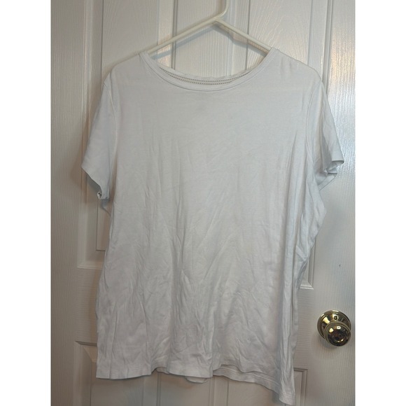 St. John's Bay Tops - St Johns Bay White Cotton Short Sleeve T-Shirt Womens Plus Size 1X Crew Neck Tee